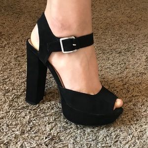 black suede heels